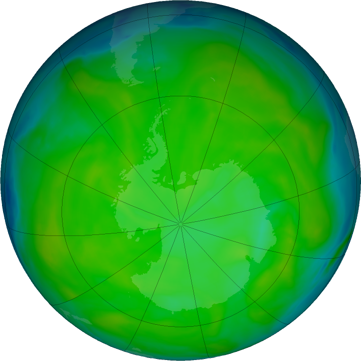 Antarctic ozone map for 03 December 2016